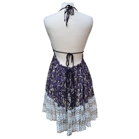 NWT Free People Summer 100 Degree Floral Purple Halter Babydoll Minidress M - Picture 4 of 8